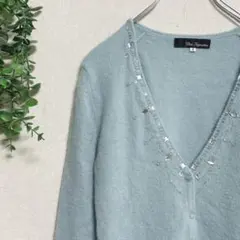 Vネック カーディガン ビジュー　ボタン　ウール　アンゴラ　冬秋春のサムネイル