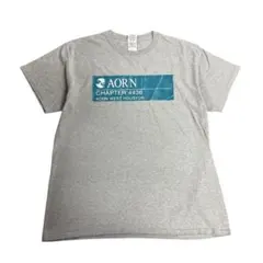 プリントTシャツ　企業系　GILDAN製 半袖　グレー　L 古着　8Sa