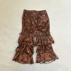 &mignon バースデイ　ベロア　フリル　パンツ　花柄　ブラウン　90