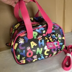 新品 クレヨンしんちゃん ショルダー付き2WAY ボストンバッグ ピンクブラック