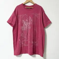 アプトナイン コンパス柄 半袖Tシャツ クルーネック XL 赤 綿混 カジュアル