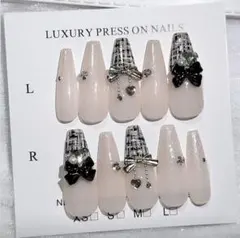 ネイルチップ スナ系 フレンチガーリー ツイード