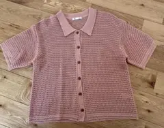 GU ピンク ショートスリーブニット