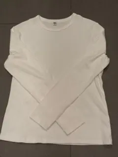 リブ長袖Tシャツ ホワイト XL【UNIQLO】