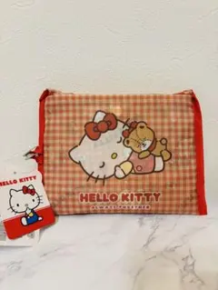 サンリオ　ハローキティ チェック柄　折りたたみエコバッグ　ショッピングバッグ