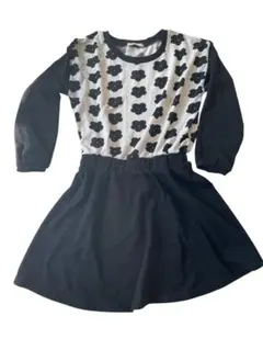 OLIVEdesOLIVE花柄長袖ワンピース黒白中古品美品春秋