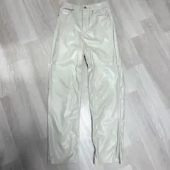 H＆M レザー調 ホワイトパンツ レディース 【XS】