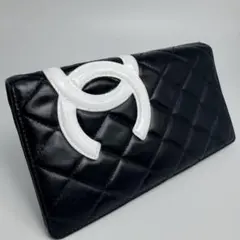 CHANELシャネル　カンボンライン　ラムスキン　ココマーク　2つ折財布