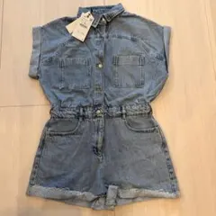 ZARA デニムショートオールインワン Lサイズのサムネイル