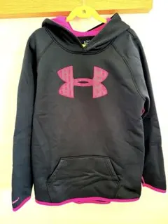 UNDER ARMOUR ジュニア裏起毛パーカー Y2XL 黒/ピンク