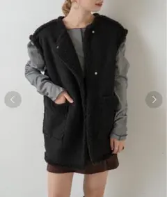 Kastane カスタネ リバーシブルボア×エコスウェードベスト