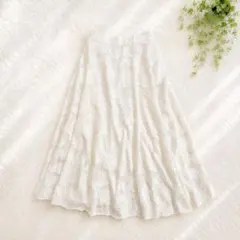 マジェスティックレゴン フレアスカート アイボリー M レース 上品