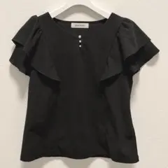 ミッシュマッシュ　フレア袖パールカットブラウス/MM428102 ブラック