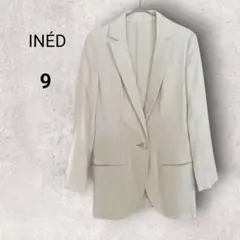 イネド シングルブレストテーラードジャケット 9 アイボリー 長袖 綿リネン混
