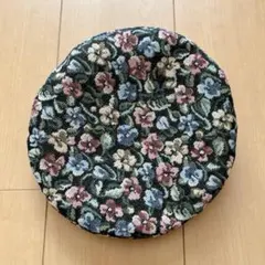 ベレー帽　手作り　ゴブラン織　花柄