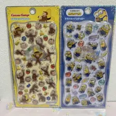 杉*当様 正規品 プチドロップステッカー おさるのジョージ ミニオン 2枚セット