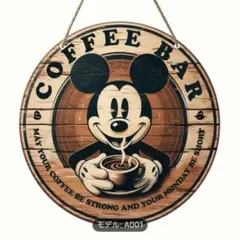 ミッキー コーヒーバー ブリキ看板 メタルプレート アメリカン雑貨 カフェ
