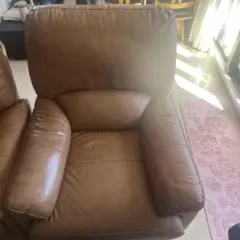 ブラウン レザー リクライニングソファ