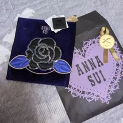 ANNA SUI 紫色のハンカチバラと蝶刺繍