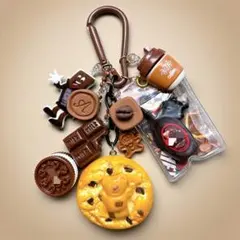 じゃらじゃらキーホルダー　くまクッキー　チョコ　ブラウン　アメリカンスイーツ