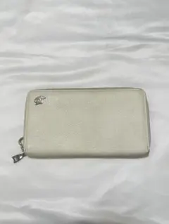 極美品】ハンティングワールド 長財布 シルバー シボ革 ジッピー 