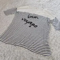 アーバンリサーチ 5分袖 ボーダー ロゴ 綿100 コットン ホワイト ネイビー