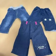 キッズ ハーフパンツ 3点セット デニム風　120