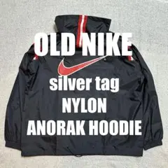 90s 銀タグ USA製 OLD NIKE 刺繍ロゴ ビッグロゴ アノラック