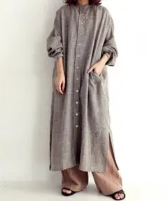 antiqua アンティカ　レディース　大人シャツワンピース　ロング　スリット