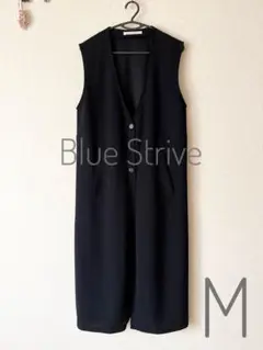 【美品】ブルーストライブ　黒ロングジレ　サイドスリット　２つボタン　M