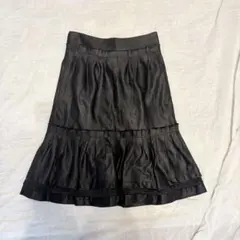 leur logette ルールロジェット ティアードスカート 黒　シルク調のサムネイル