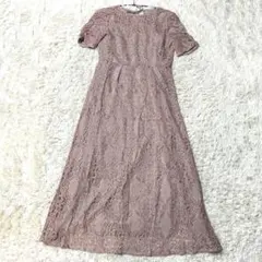 kaene お呼ばれ 総レース エプロンロングドレス ピンク 結婚式 Sのサムネイル