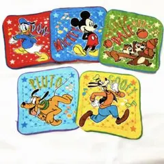 ディズニーキャラクタータオル　ハンカチ　5枚セット