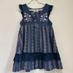 souris 110cm デニムノースリーブワンピース