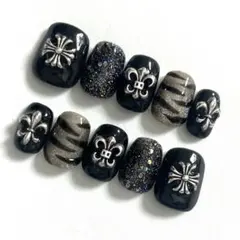 【現品】ネイルチップ クロム 豹柄 地雷 シズルニックベリーショートマグネット