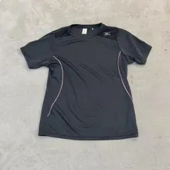 MIZUNO ミズノ XL 半袖Tシャツ 黒×ピンク スポーツ 吸汗速乾 ライン