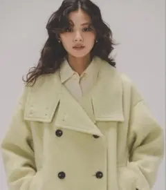 NATURAL BEAUTY BASIC スタンドネックシャギーミディコート