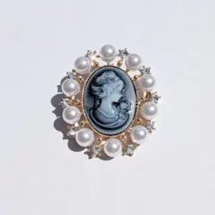 カメオ風 ブローチ パール ゴールド 上品 アンティーク調 フォーマル 新品