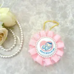 マタニティマークロゼット　チュールロゼット　ピンク　ドット　ハンドメイド　片面