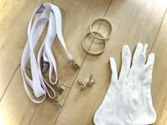 【値下げ！】結婚式 新郎セット（サスペンダー　アームバンド　カフスボタン　手袋）