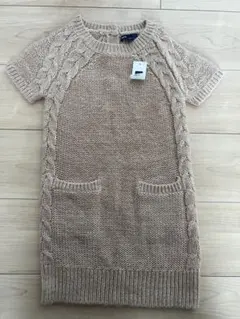 GAP ベージュ ケーブル編み 半袖ワンピース XS