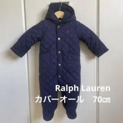 ラルフローレンネイビーキルティングロンパースカバーオール70㎝