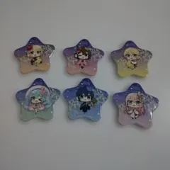 初音ミク　秋葉原フェス　七夕ver.　ミニキャラ　星型　缶バッジ　６点セット