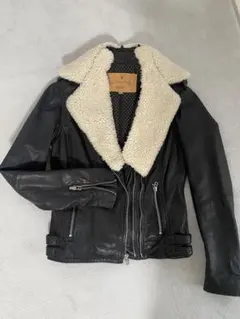 Goose craft ブラックレザーライダースジャケット