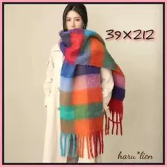 新品 マルチチェック マフラー ミックスカラー 厚手 ふわふわ カジュアル b