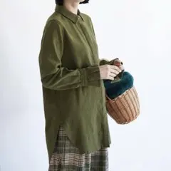 LENO シルクリネン バントカラーシャツ グリーン size2 日本製 - メルカリ