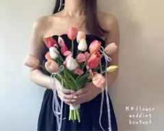 ♡リボン変更あり♡カラフルピンク♡ウェディングブーケ 造花ブーケ リボン