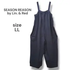 SEASON REASON　サロペット　オールインワン　LL　ネイビー　洗える