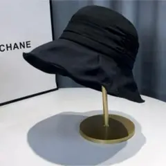 春夏 黒 上品 バケットハット 日除け対策　大人カジュアル　UV対策
