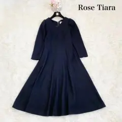 ローズティアラ　ウールワンピース　バックリボン　黒　長袖